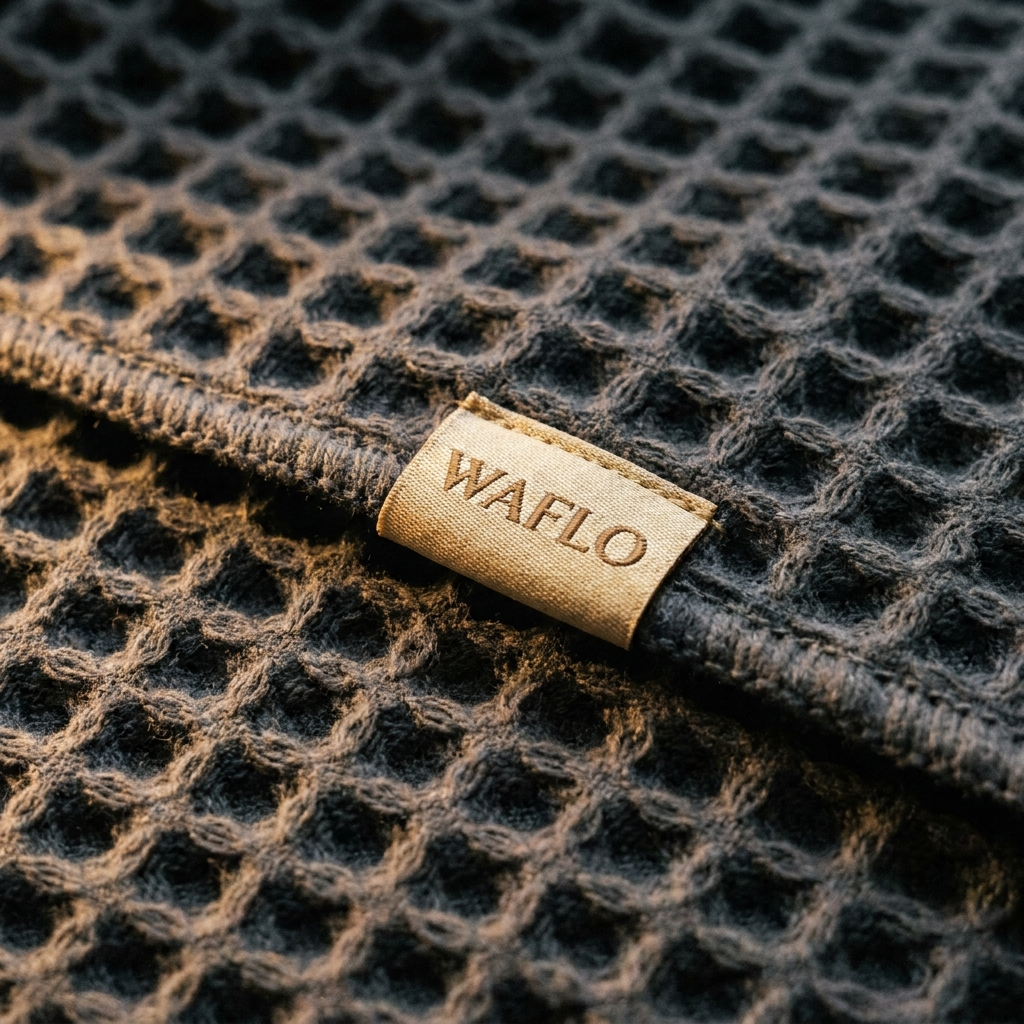 Makro splotu waflowego mikrofibry WAFLO ze złotą metką